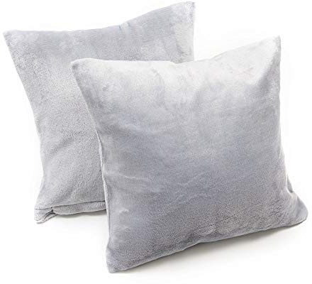 MALIKA Set 2er Kissenbezug Cashmer Touch Fleece Kissenhlle Sofakissen Kopfkissenbezug Kissenbezug Couchkissen, Gre:2X 40x40 cm Kissen, Designe:Silber
