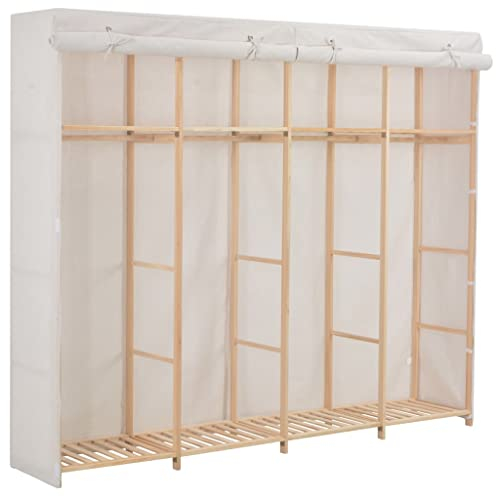 vidaXL Kleiderschrank Stoffschrank Garderobenschrank Garderobe Schrank Schlafzimmerschrank Wohnzimmer Schlafzimmer Weiß 200x40x170 cm Stoff
