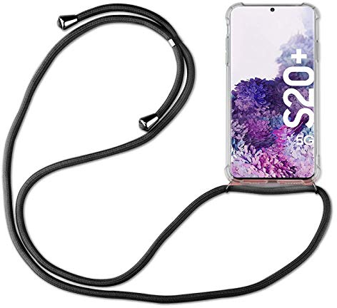 Hülle Kompatibel mit Samsung Galaxy S20+ | Handykette Smartphone Halskette Hülle mit Band | Handyhülle mit Kordel zum Umhängen Kompatibel für Galaxy S20+ | Schwarz