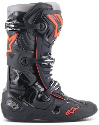 Alpinestars Motocross-Stiefel Tech 10 Schwarz/Grau/Orange/Rot Fluo
