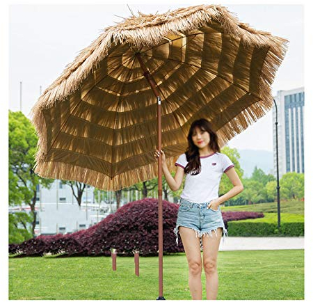 Gartenschirm Sonnenschirm 240CM breit Tropisch Hawaii Schirm für Strand, Pool, Patio, Camping,Urlaub,UV-Schutz Bastschirm Neigefunktion Strandschirm