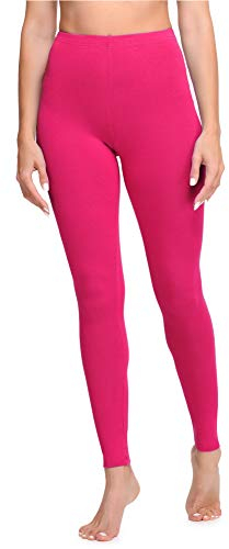 Ladeheid Leggings Damen aus Baumwolle Bequeme und Lange Leggins für Frauen für Frühling Sommer Herbst Winter Saison LA40-133 (Amaranth, M)