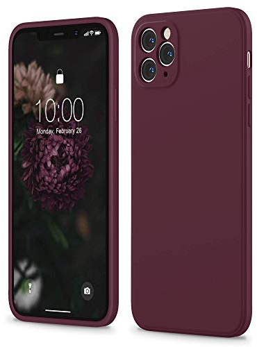 SURPHY Flat Silicone Case Compatible with iPhone 11 Pro, Individual Lens Protection, Liquid Silicone Material, Plum