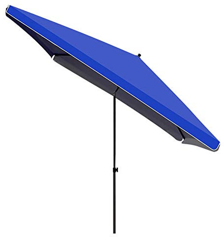 CYY 1.9M Parasol Rectangulaire en Polyester avec Bouton Poussoir Inclinable,pour Jardin Terrasse Balcon Plage,Imperméable Grand Parasol de Extérieur(Bleu)