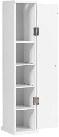 COSTWAY Bathroom Storage Cabinet, Freestanding Toilet Tissue Paper Roll Holder Floor Cabinet with Top Slot, Single Door Slim Bathroom Unit Cupboard Organiser, White
