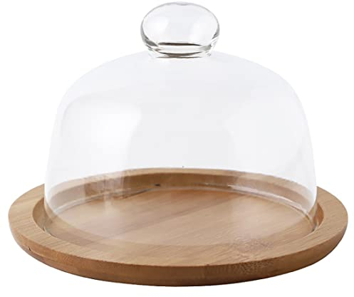 Kuchen Glasglocke Mini Tortenständer Mit Glocke, Kuchenteller Kuchenplatte Kuchenglocke Glas Mit Fuß, Multifunktional Glas Käseglocke Serviertablett Deko Glasglocke Mit Teller Für Hochzeit Tischdeko
