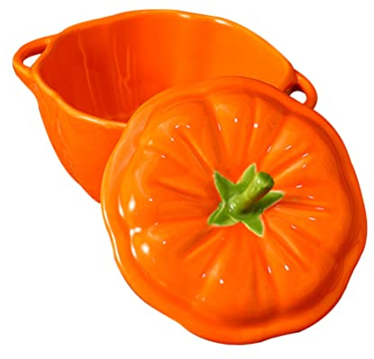 VOSAREA Bol Citrouille à Usage Domestique Récipient Alimentaire Céramique Bol à Double Poignée Vaisselle Artisanale