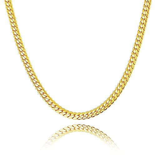 Bracciale Catena Uomo Collana Catena Punk Catena Donna Lega, Catena Oro 71cm, Collana a Catena a Spina di Pesce 6mm