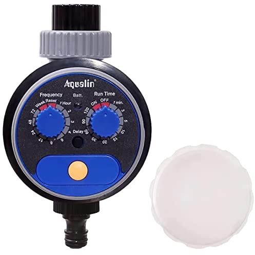 Aqualin Reloj de riego de jardín con válvula de bola, actualización de ordenador de agua, no requiere presión de agua..
