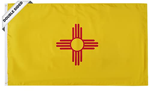 SYII New Mexico Flagge, 90 x 150 cm, doppelseitig, 3-lagig, New Mexico NM Staatsflaggen mit 2 Messingösen, strapazierfähiges Polyester, lebendige Farben, Outdoor-Banner