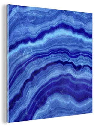 MuchoWow Glasbild Glasfoto Wandbild Bilder Deko 20x20 cm Achat Stein - Blau