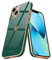 Teageo for iPhone 13 Case Cute Heart Pattern for Women Girls Slim Luxury Bling Plating Soft TPU Anti-Scratch Shockproof Bumper Phone Case for iPhone 13, Blackish Green