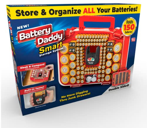 Ontel Battery Daddy Ultra - Battery Organizer Storage Case with Tester, Stores & Protects Up to 250 Batteries, Clear Locking Lid, As Seen On TV