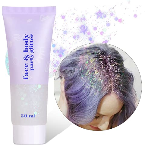 URAQT Body Glitter Gel, Chunky Glitter Gel, Chunky Body Lotion Glitzer Flüssiger Lidschatten, Meerjungfrau Pailletten Funkelnde für Gesicht Haare Lippen Nägel Make Up Kosmetik Festival (D-Weiß)