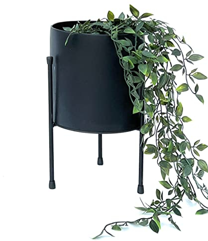 DanDiBo Blumenhocker mit Topf Metall Schwarz 32 cm Blumenständer 96261 Blumensäule Modern Pflanzenständer Pflanzenhocker