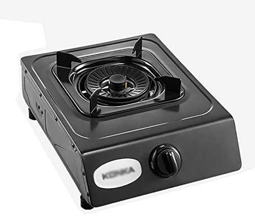 IBOWZ Plaque de Cuisson Gaz Table de Cuisson à gaz Réchaud à gaz de Camping Portable 1 brûleur Wok 5,2 KW Table de Cuisson de Bureau,avec Support carré et Support en Caoutchouc (Noir) [Classe éner