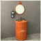 Lavabo da appoggio da Terra Mobiletto da Bagno e lavabo da Terra Lucido da Terra Lavandino da Bagno con piedistallo Completo Mobile sotto lavabo, 22,4 x 18,5 x 34,2 Pollici, Rosa, con Specchio (Aran