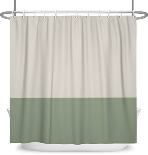 SDOTPMT 120x180cm Beige Dusche Gardinen Tan grün Neutral Modern Nordisch Stil einfach Minimalist Fest Farbe Badezimmer Vorhang für Heim Badewannen Toilette Dekorationen Setzen Sie with Haken