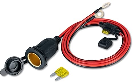 FBBULES 12V/24V Auto Steckdose, Zigarettenanzünder Buchse Wasserdicht Kfz Steckdose mit 2 Stück 20A Sicherung und 1M 14AWG Verlängerungskabel für Auto Motorrad Marine Wohnmobil Boot