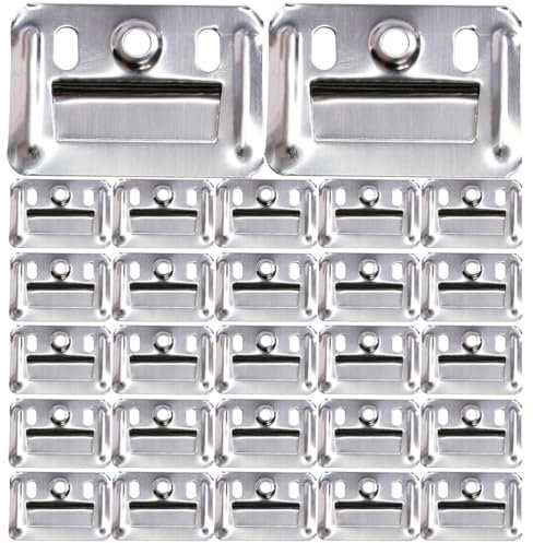 VILLFUL 100pcs Wall Buckle Interlocking Hanging Bracket Couch Clips for Sectionals Z Clips for Hanging Integrated Wall Panel Buckle Fixing Piece for Furniture Wall Panel Clamp Cards Silver