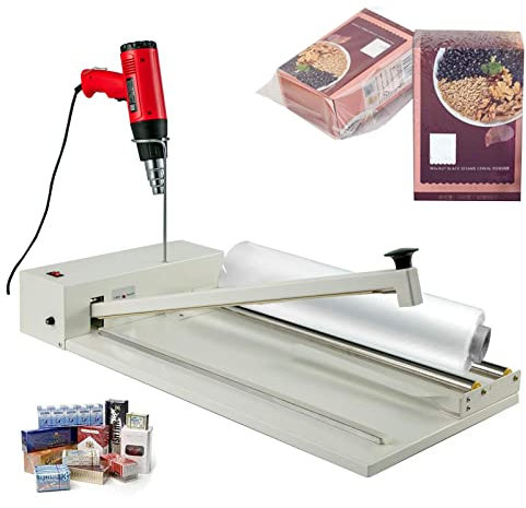 2 in1 Shrink Wrap Machine Heat Sealing Machine 60cm/24 Shrink Wrap Sealer with Adjustable Speed Heat Gun 800W Shrink Wrapping Machine with Adjustable Speed Heat Gun for Sealing and Cutting 45CM (30