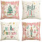 Artoid Mode Pink Diamond Plaid Nutcracker Snowflake Christmas Cushion Covers Set of 4, 45x45 cm Decorative Pillow Case Cover Sofa Living Room Decor