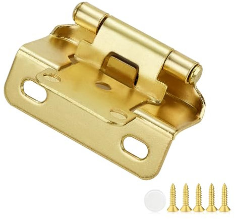 4 Pack 2 Pair Gold Cabinet Hinges - 1/2 inch Overlay Partial Wrap Around Door Hinges for Face Frame, Self Closing Gold Face Mount Hardware