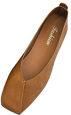 Womens Ballet Casual Moccasins Ladies Lightweight Flat Shoes Slip On Flats Soft Dolly Shoes Comfort Office Driving Shoes Pumps Summer Brown