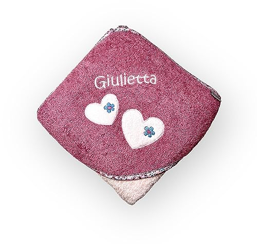 Sterntaler Kapuzenhandtuch 100x100 mit Name personalisiert für's Baby rosa mit Herzen (rosa Mabel Maus)