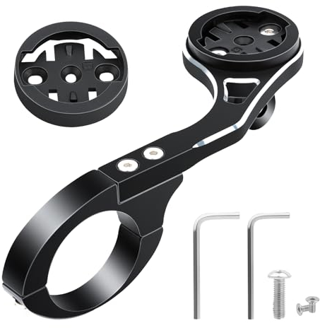 RISVOWO Supporto per Garmin e Bryton, Sostegno Manubrio da 31,8 Mm Con Guarnizione Antiscivolo, in Acciaio Inox, Compatibile Con Gopro/Luci Bici (Nero)