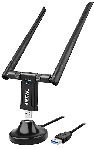 Aigital WLAN Stick USB WLAN Adapter,1200Mbps WLAN Stick 2.4&5GHz USB WiFi Network Adapter mit USB 3.0 Cradle und Verlängerungskabel für PC Desktop Laptop Unterstützung Windows XP/Vista/7/8/10 Mac OS