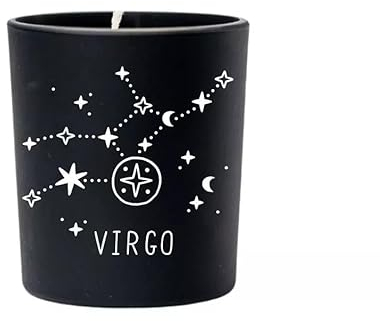 Original Soy Wax Zodiac Duftkerze Tierkreiszeichen: Jungfrau - aus 100% veganem Sojawachs - Aromatherapie Schwarze Kerzen - Sternzeichen Duftkerzen im Glas - Duft: Bamboo