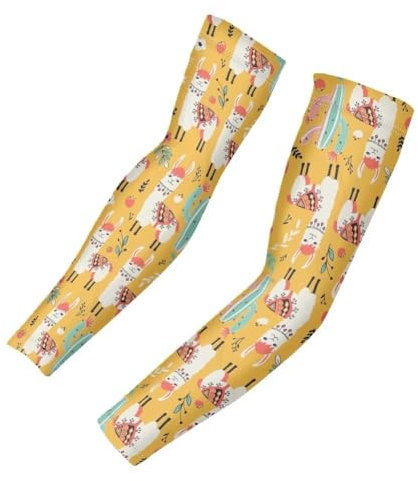 Belidome Armstulpen für Damen und Herren, Sport, Angeln, Golf, weich, atmungsaktiv, Sommer-Armabdeckung, Cartoon Alpaka, L