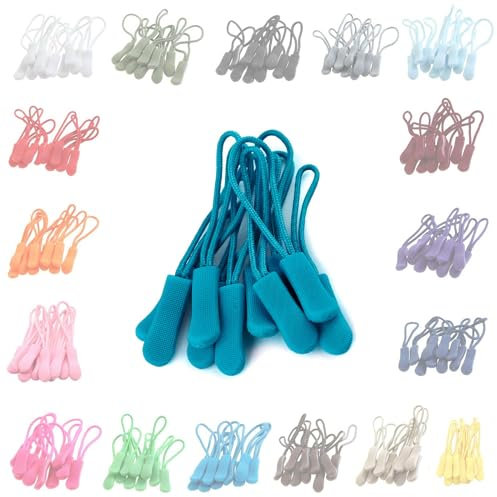 10 Zipper-Schlaufen 70 Farben Reißverschluss-Anhänger Reißverschluss-Verlängerung Pull Anhänger, Farbe:aqua
