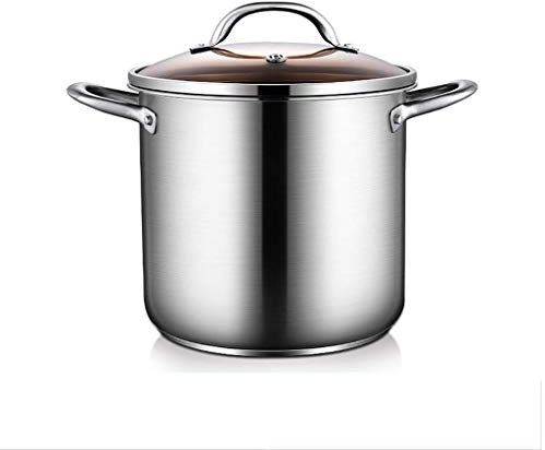 SUNMME Saucepan with Toughened Glass Lid Deep Induction Casserole with Glass Lid 20 cm, 5L,Professional Induction-Safe Saucepan with Lid