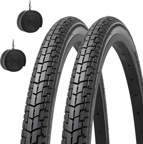 ECOVELO 2 cubiertas de neumáticos de 24 x 1 3/8 (37-540) + cámaras de aire neumáticas, cubiertas para silla de ruedas de bicicleta de 24 pulgadas