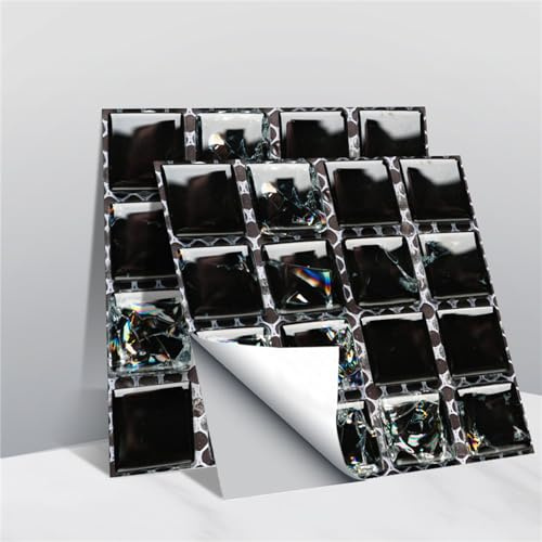Adesivi per piastrelle, autoadesivi 3D a mosaico per piastrelle, cucina, bagno, camera da letto, impermeabili, adesivi per decorazione piastrelle, pellicola di cristallo in PVC, 10 x 10 cm (D, 30)