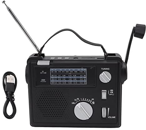 Xcello Radio De Manivela Am FM SW Radio De Emergencia LED Multibanda con Reproducción De MP3 Disco U para Acampar, Linterna Integrada