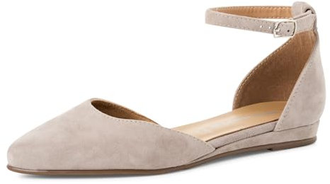 Tamaris Damen Klassische Ballerinas, Frauen Flats,Comfort Lining,TOUCHit-Fußbett,Slip-ons,klassisch elegant,Ballerinen,Taupe,40 EU