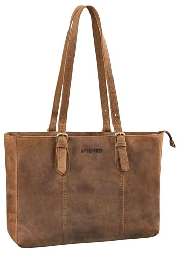 STILORD Rosalind Damen Leder Handtasche Mittelgroß Umhängetasche groß Lederhandtasche Frauen Echtleder Shopper Tasche Damen Farbe:schwarz