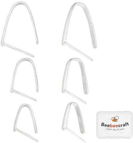 Beebeecraft 1 Box 6 Stück 3 Stile Eispickel Klemmösen 925 Sterlingsilber Schnappösen Haken Anhängerverschlüsse Für Halsketten Schmuckherstellung DIY Bastelarbeiten (Stift: 0.8/1mm)