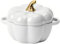 Cacerola con tapa, 13 cm - 0,45 l, mini calabaza, bonita sartén para sopa, ideal para postres, hornear y decoración de mesa (blanco)