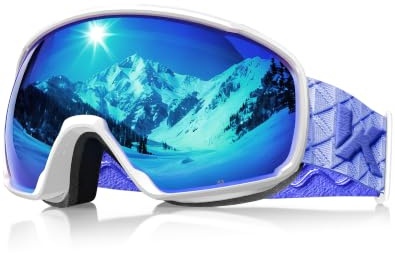 Innerking Skibrille OTG, Anti-Beschlag & UV400, Über-Korrekturbrille mit Doppelglas, für Herren/Damen/Teenager, Ski & Snowboard (A3 – Weiß/Blau (VLT 8%))