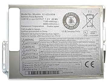 49Wh 7.2V 6800mAh FZ-VZSU95W FZ-VZSU95 Batteries d'ordinateur Portable pour Panasonic FZ-M1 Touchpad Series PAFZVZSU95W FZ-VZSU94 FZ-VZSU95R