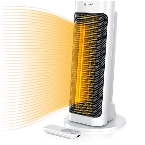 Brandson Chauffage soufflant céramique 2000 watts avec Télécommande, Mode économe en énergie, Radiateur soufflant d'appoint salle de bains, 2 niveaux de chauffage silencieux, Oscillation, Minuterie