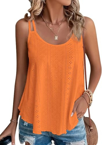 DUOEASE Camisetas de Tirantes Mujer Cuello Crew Moda Camiseta Sin Mangas Elegant Verano Tshirt