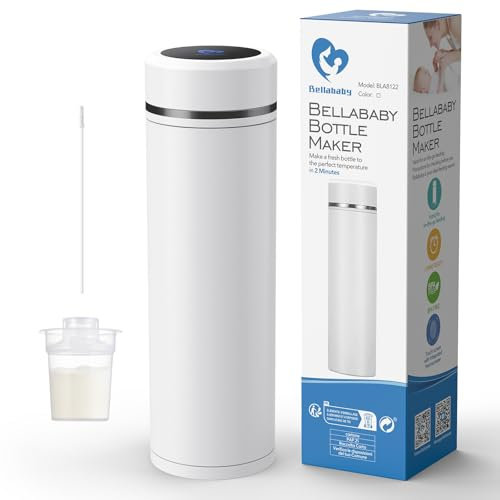 Bellababy Preparazione Del Biberon Portatile, Raffreddamento Rapido Prepara un Biberon in 2 Minuti, Ideale per i Viaggi e l'allattamento Notturno, con Distributore di Latte in Polvere, White
