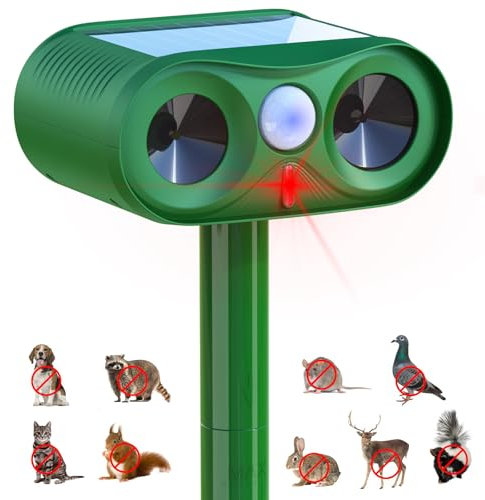 Katzenschreck Ultraschall 2025 Upgrade, Solar Tiervertreiber, PIR-Bewegungssensor, Katzenabwehr für Garten, Marderschreck für Katzen, Hunde, Vöel, Mäse, Marder