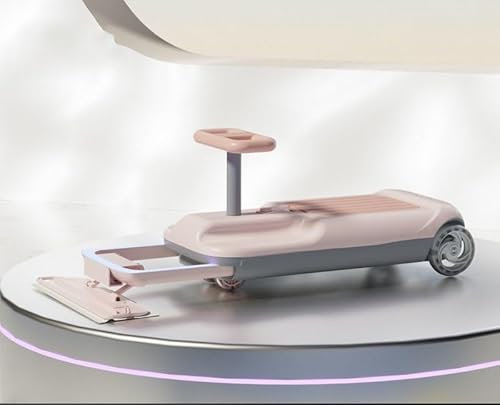 Cleaning Go Kart for Kids,Ride On Mop Floor Cleaner Go Carts,3-Variable Speed Retractable Cleaning Mopping Kart,Glowing Wheels & Storage (Pink)