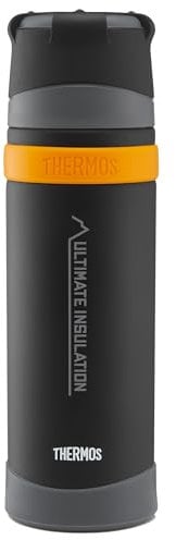 Thermos Bouteille isotherme réutilisable en acier inoxydable pour boissons chaudes ou froides, bouteille d'eau scellée sous vide avec couvercle anti-fuite, 900 ml, noir mat